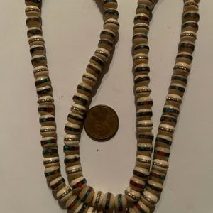 Tibetan Necklace With Old Turquoise and Coral Inlay